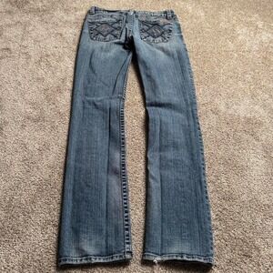 SILVER JEANS "ZOFIA" EMBELLISHED POCKET LOW RISE DENIM